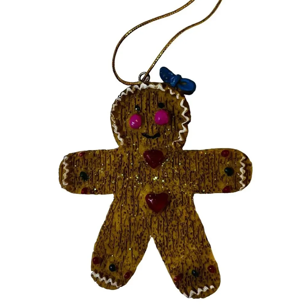 Vintage 3” Gingerbread Girl with Bow Decor Christmas Tree Ornament‎